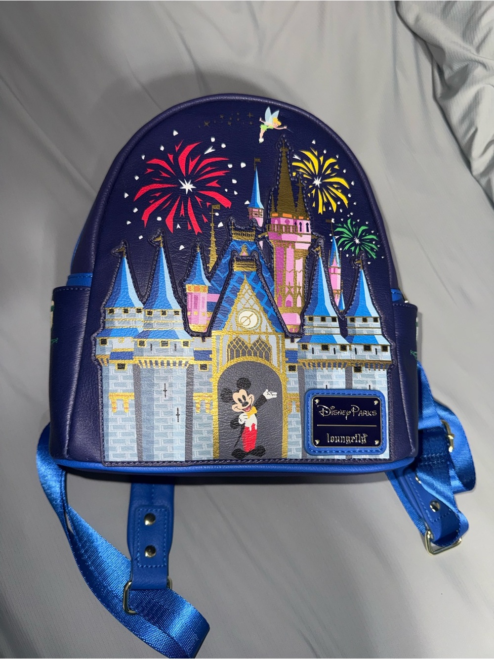 Loungefly Blue Disney Castle Mini Backpack with Fireworks